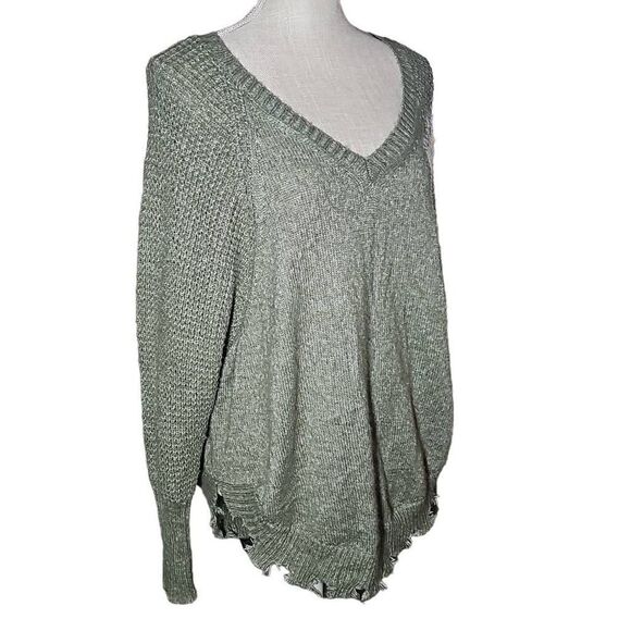 Rue 21 Sweater. Longsleeve. Fashion Design Distressed Hem. - Picture 2 of 6